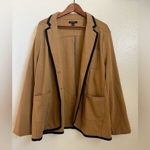 Lands' End Tan Blazer with Navy Trim